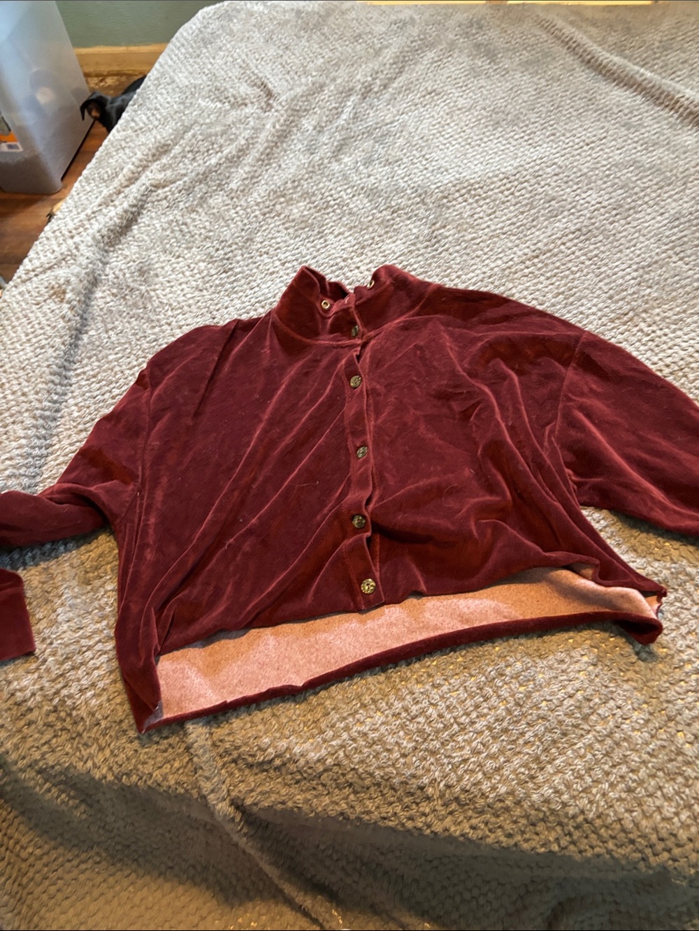 Women’s size M Velvet Button-Up Jacket - Burgundy